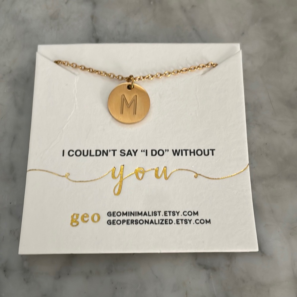 NWT Simplistic Initial Necklace in Gold